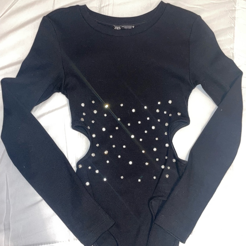 Zara bejeweled body suit